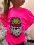 Faux Glitter Santa, Christmas Shirt For girls,