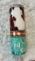 Cowprint Tooled Leather Tumbler 30 oz