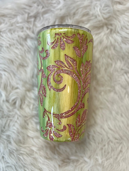 The perfect cup for on the go! 20 oz Regular Emerald Tooled Leather